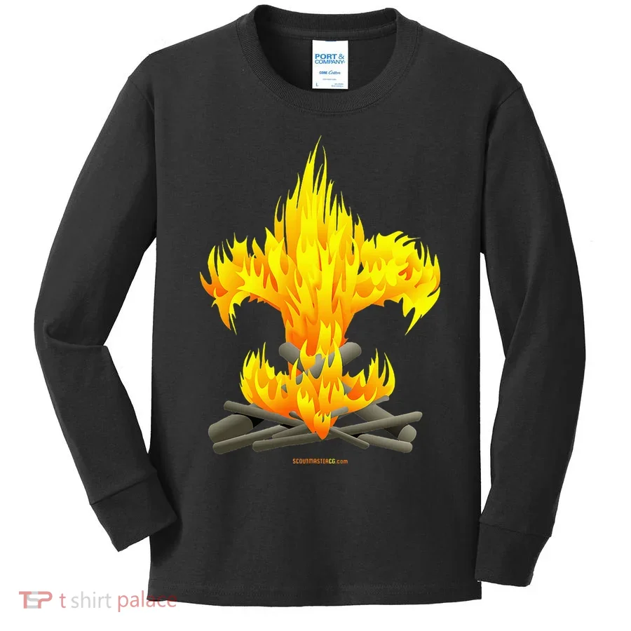 Scout Camp Fire Original Fleurdelis Kids Long Sleeve Shirt