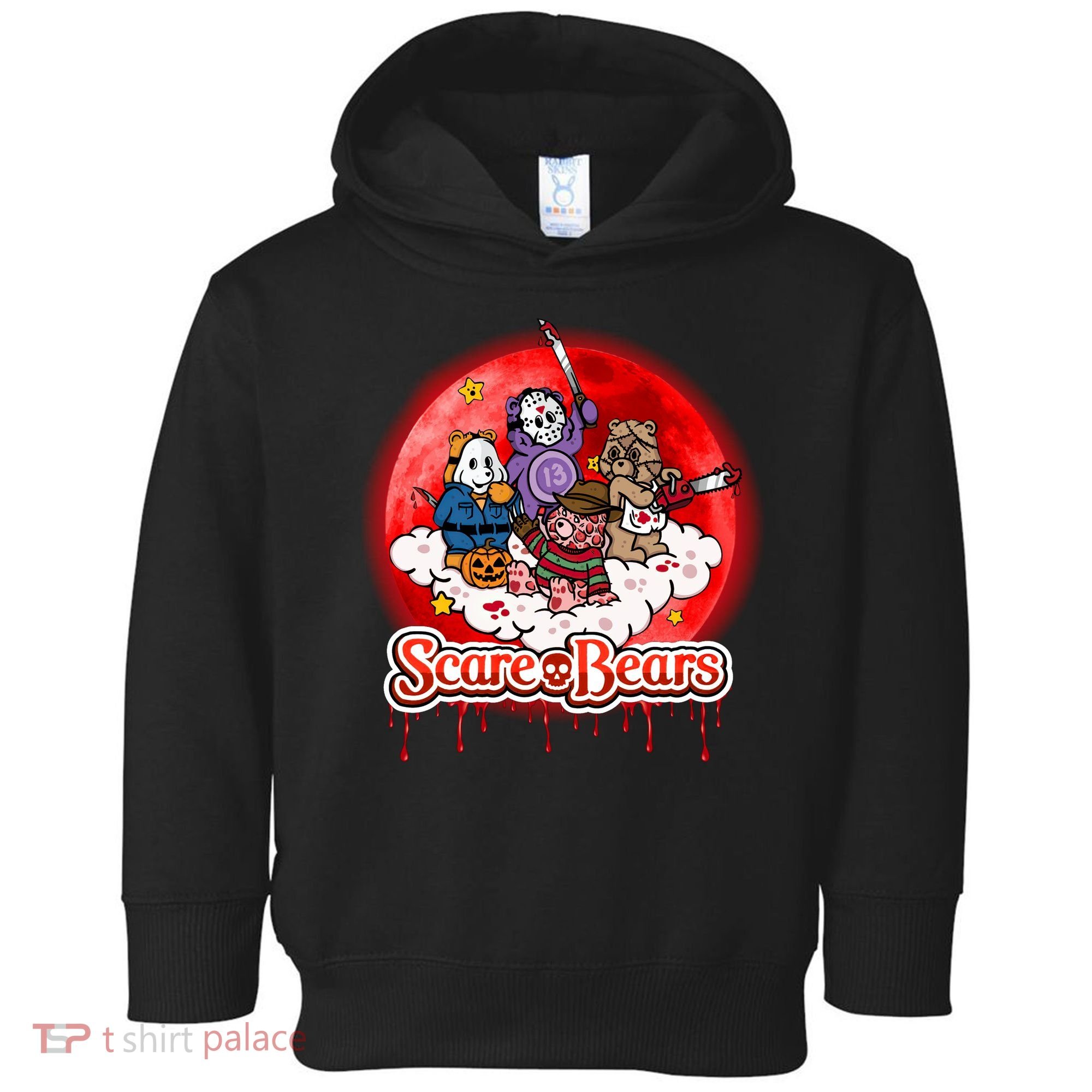 Scary Care Funny Halloween Scare Bears Horror Faces Toddler Hoodie