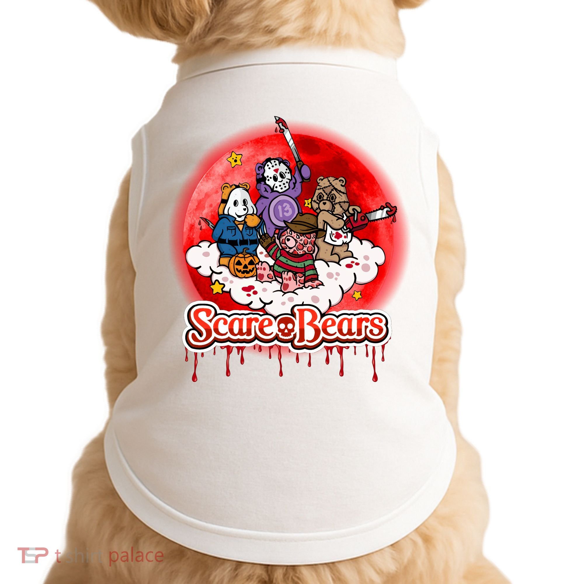 Scary Care Funny Halloween Scare Bears Horror Faces Doggie Tank