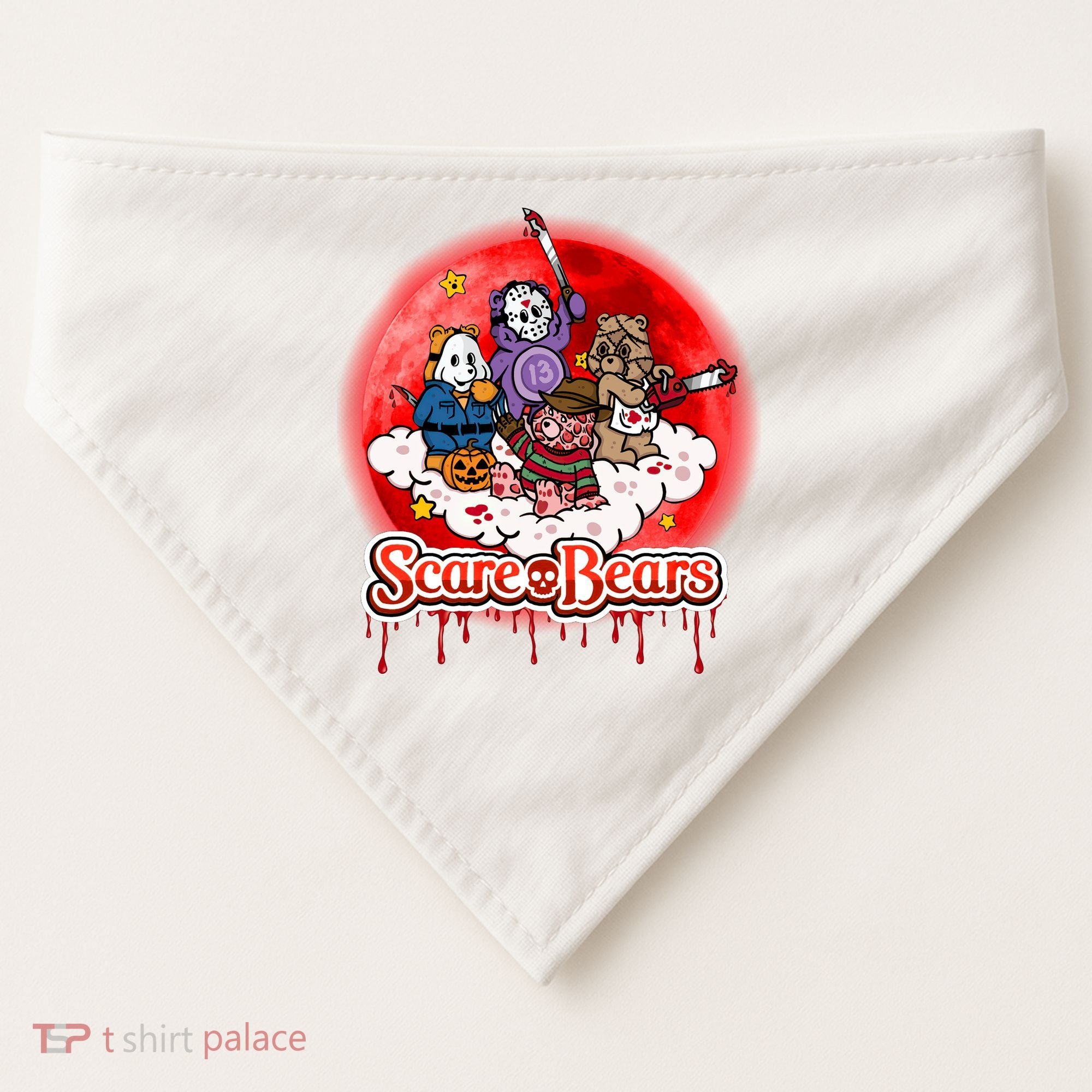 Scary Care Funny Halloween Scare Bears Horror Faces USA-Made Doggie Bandana