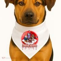Scary Care Funny Halloween Scare Bears Horror Faces USA-Made Doggie Bandana thumb 1