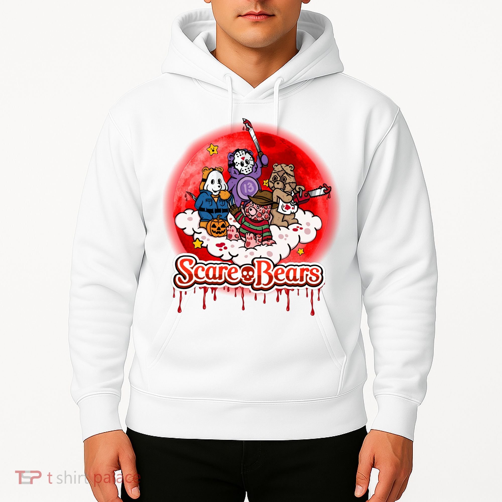 Scary Care Funny Halloween Scare Bears Horror Faces Hoodie