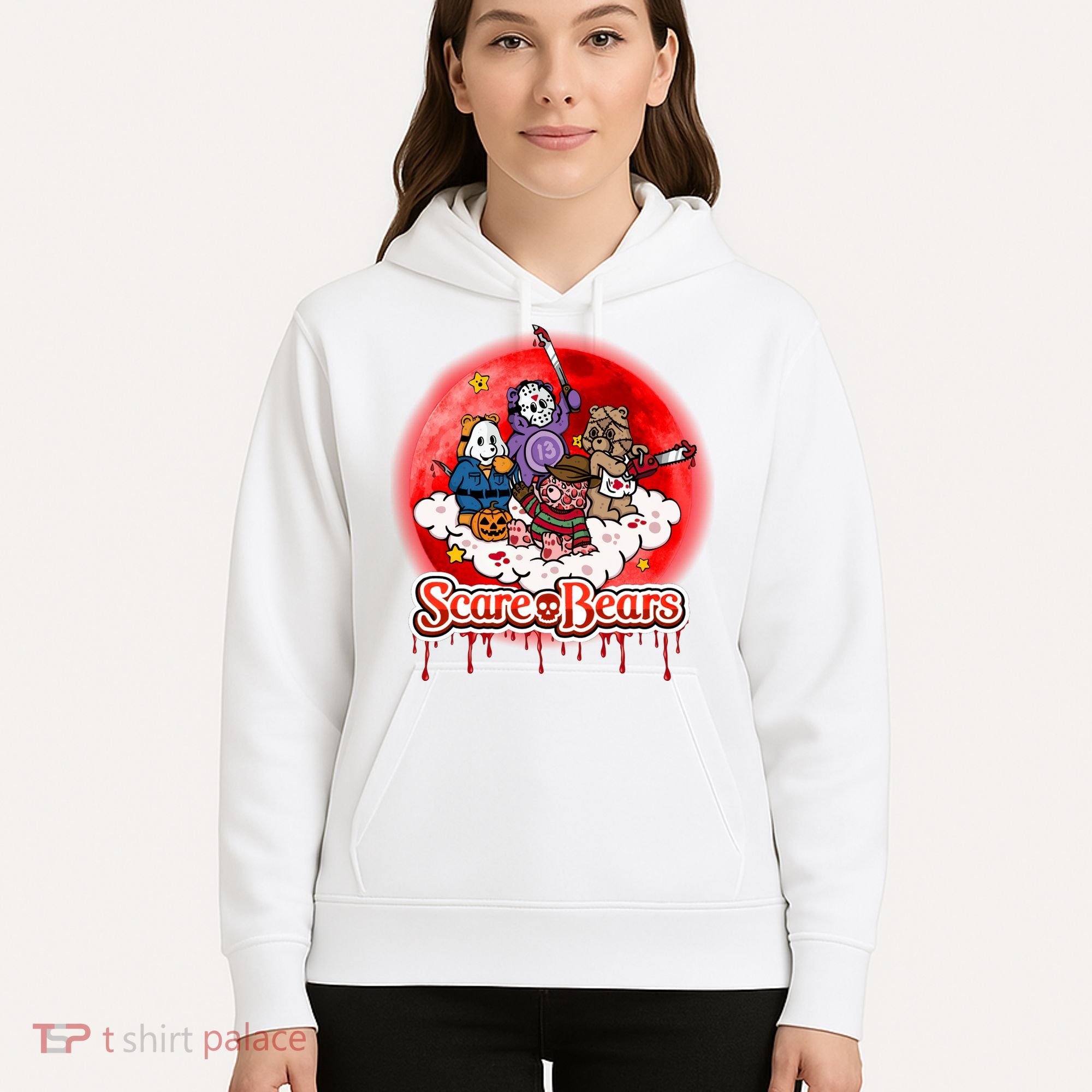 Scary Care Funny Halloween Scare Bears Horror Faces Hoodie
