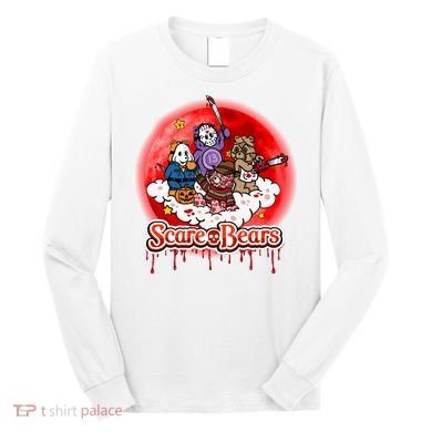 Scary Care Funny Halloween Scare Bears Horror Faces Long Sleeve Shirt