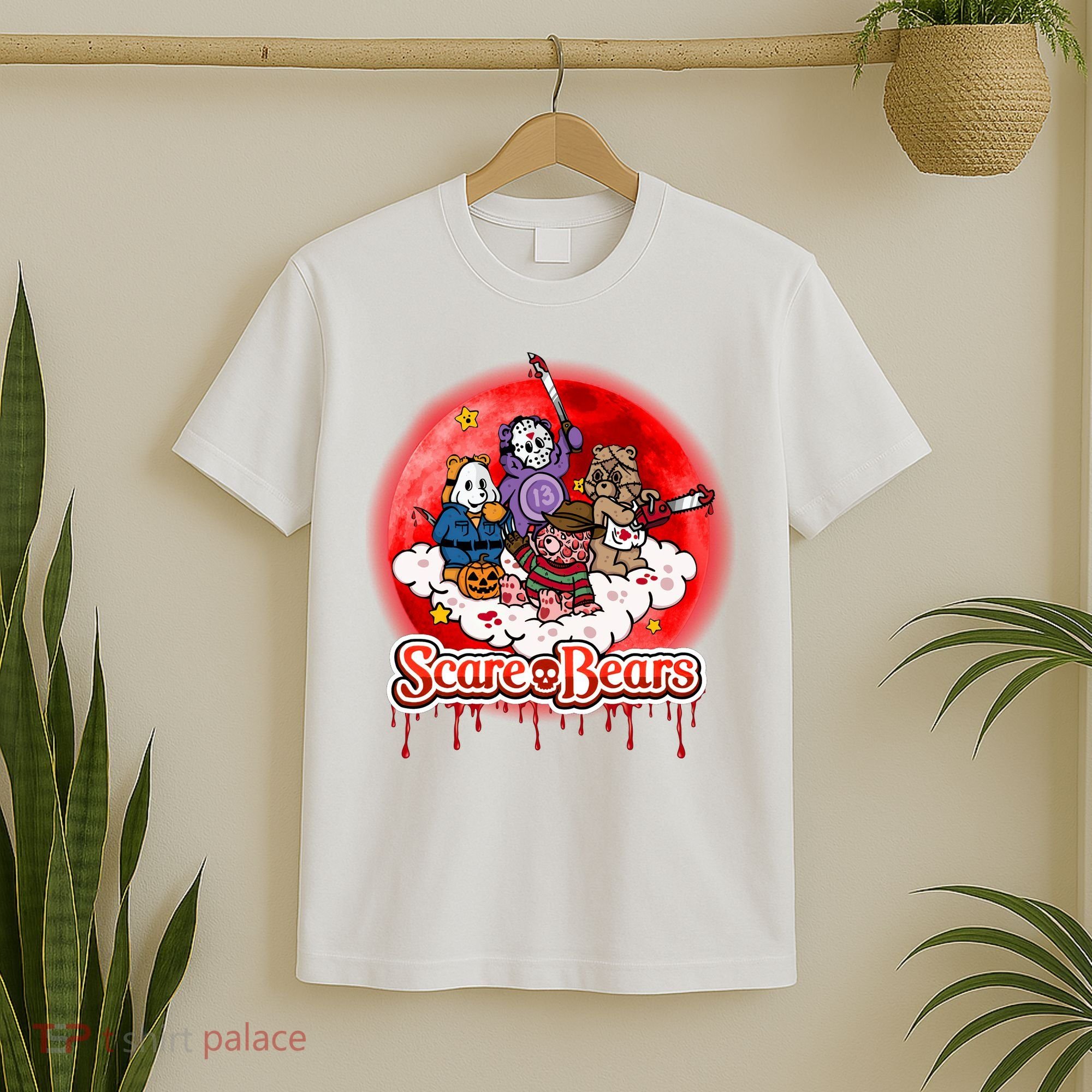 Scary Care Funny Halloween Scare Bears Horror Faces T-Shirt