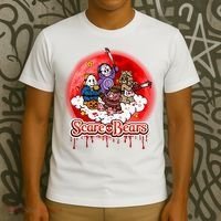 Scary Care Funny Halloween Scare Bears Horror Faces T-Shirt thumb 3