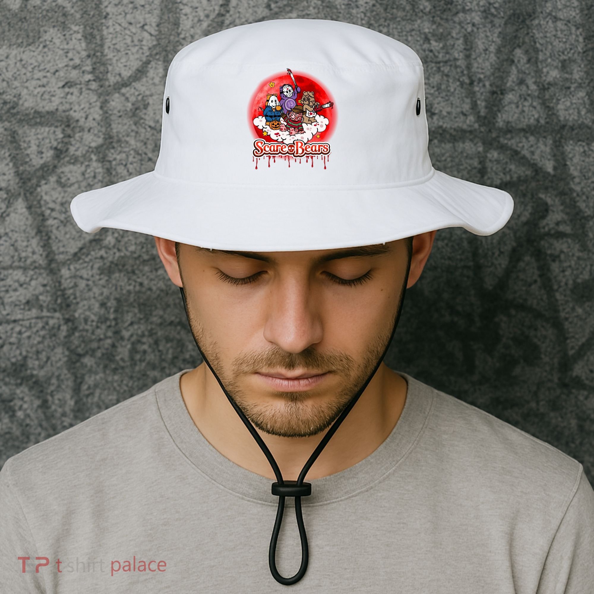 Scary Care Funny Halloween Scare Bears Horror Faces Bucket Hat