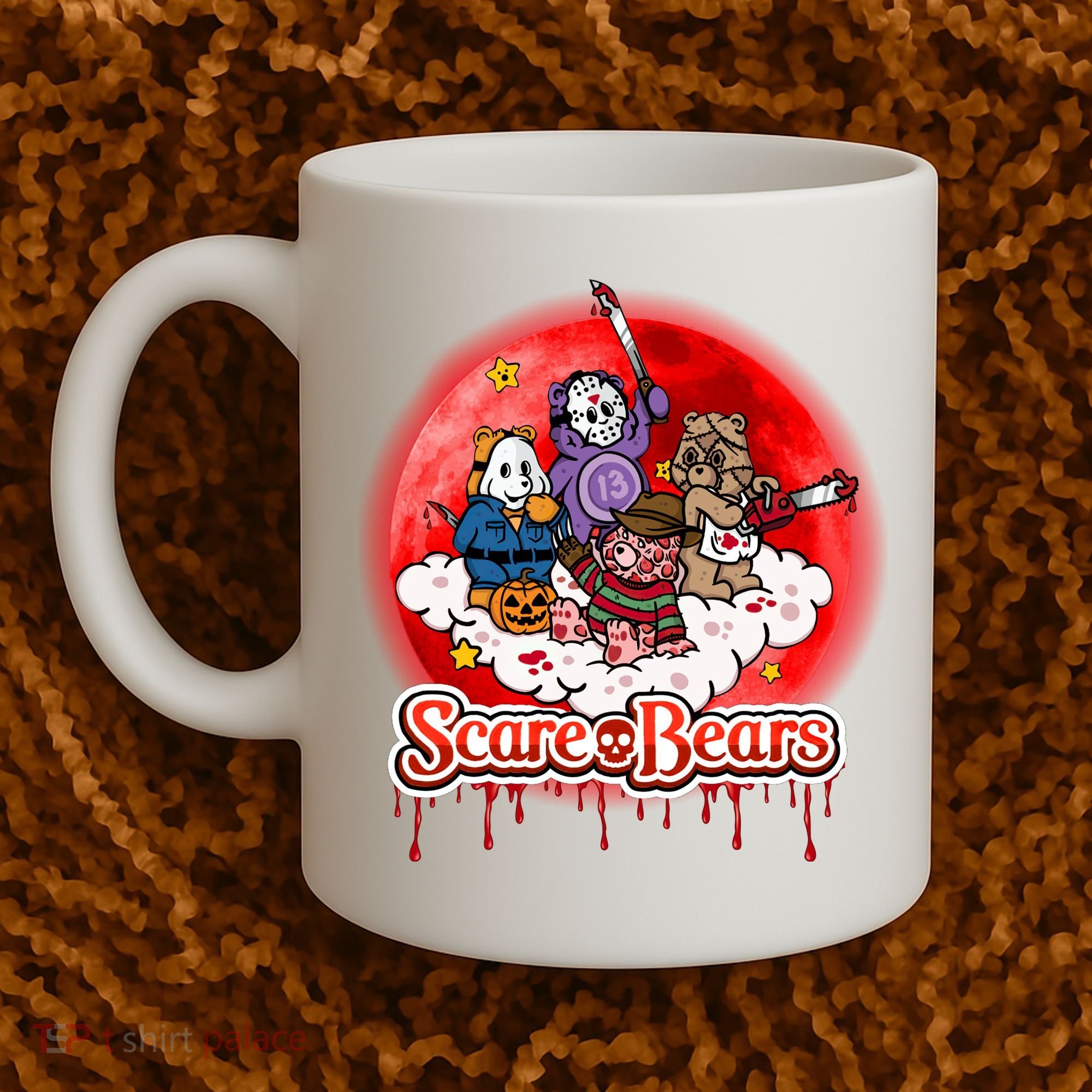 Scary Care Funny Halloween Scare Bears Horror Faces Coffee Mug