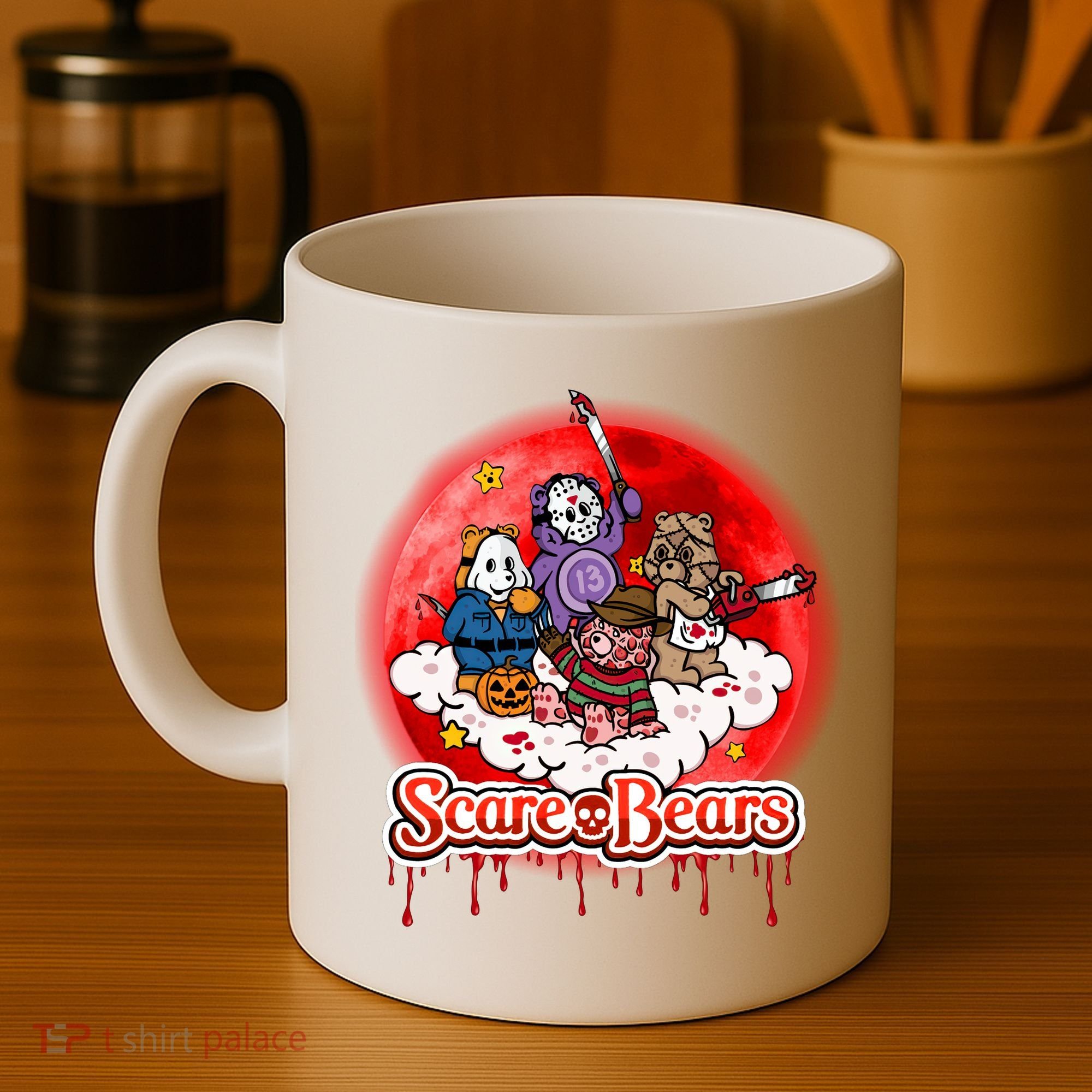 Scary Care Funny Halloween Scare Bears Horror Faces Coffee Mug