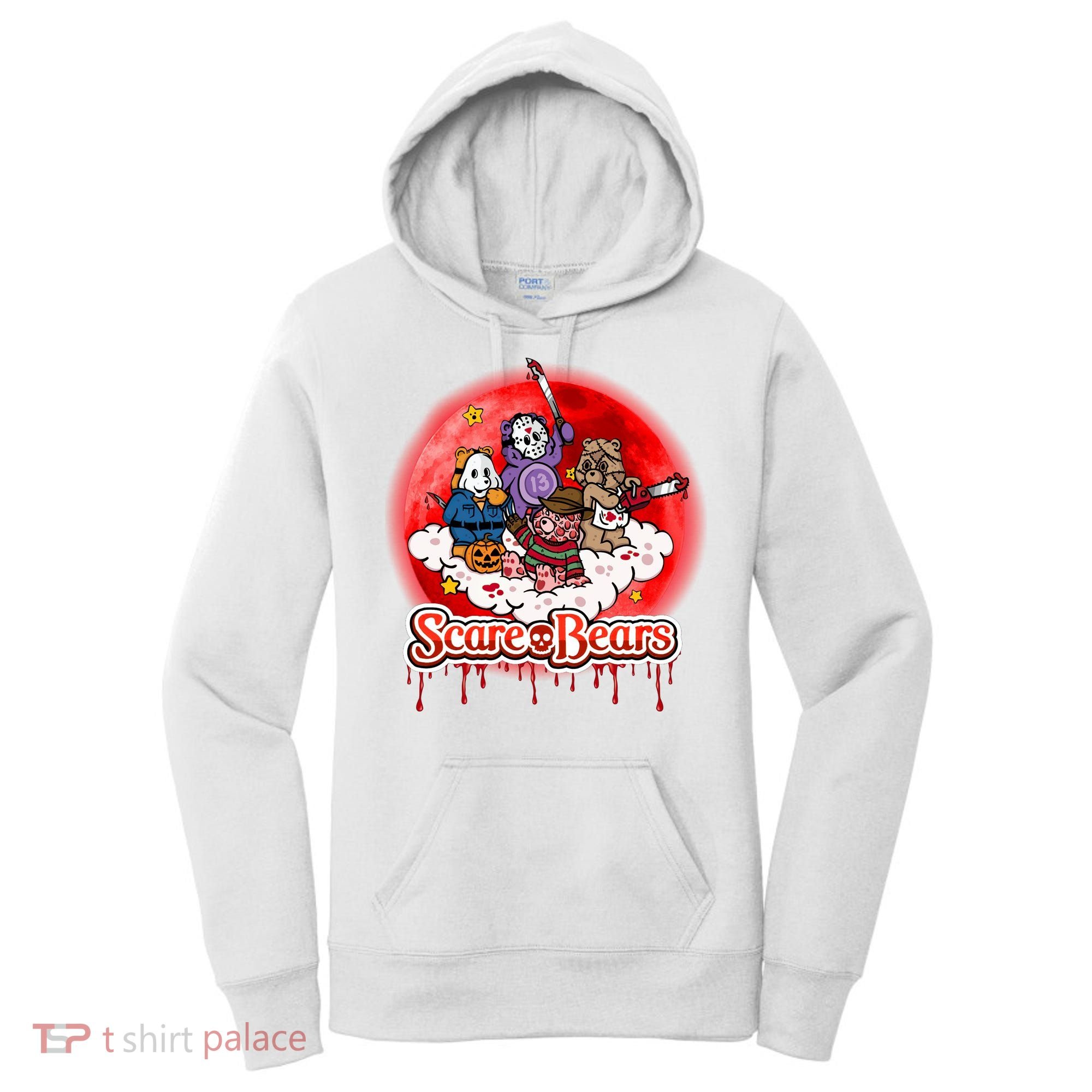 Scary Care Funny Halloween Scare Bears Horror Faces Women's Hoodie