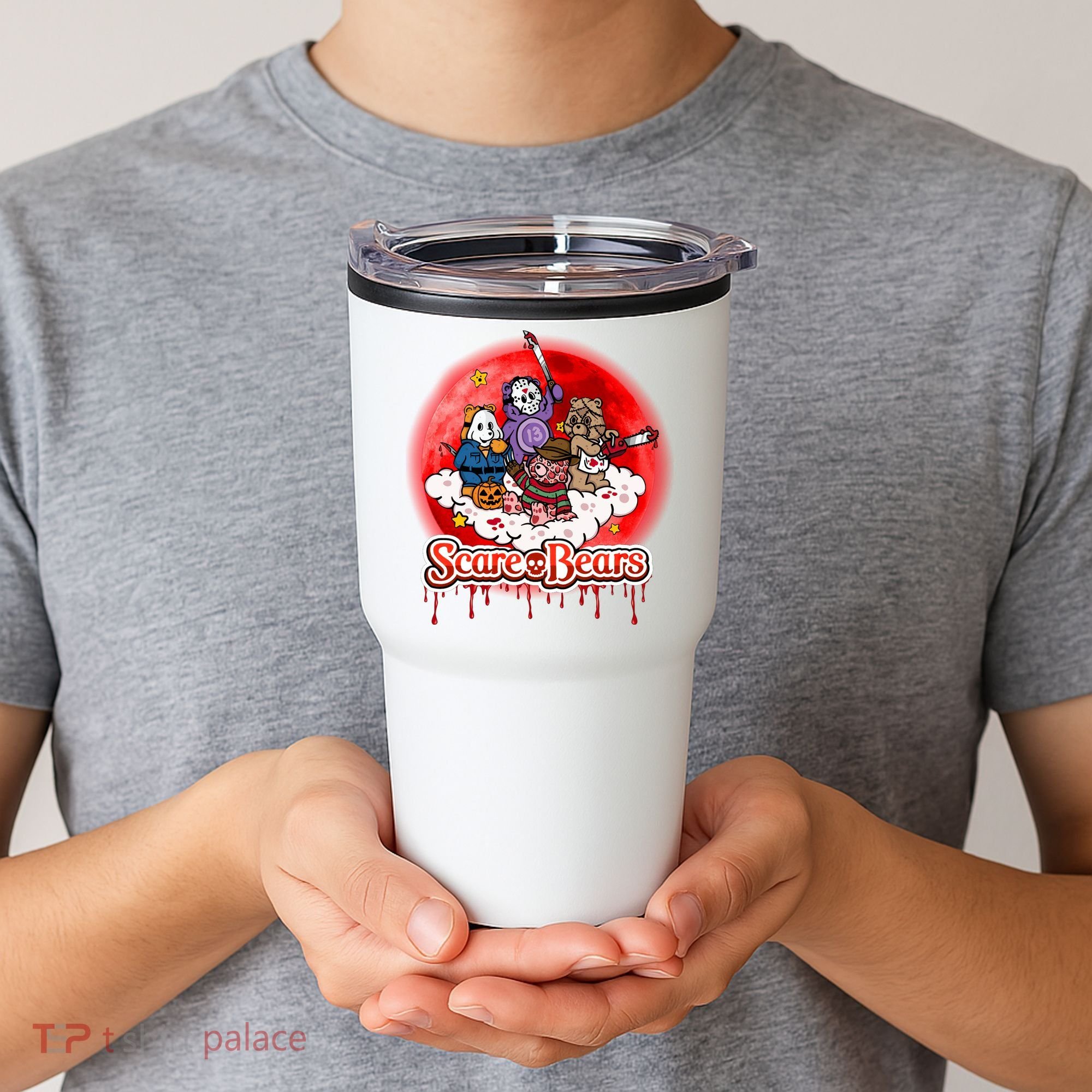 Scary Care Funny Halloween Scare Bears Horror Faces Tumbler