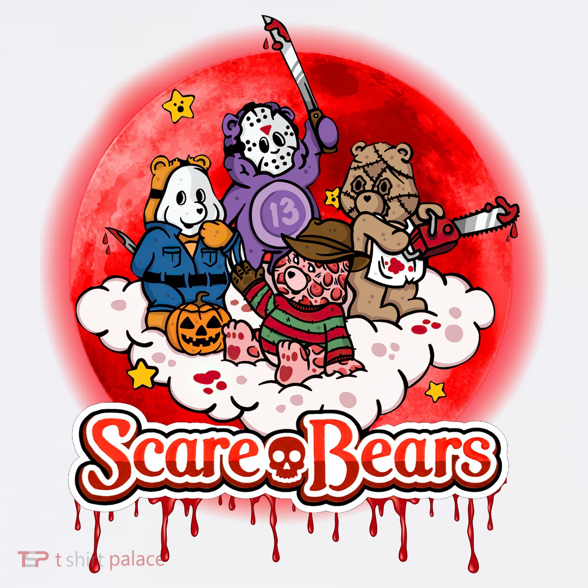 Scary Care Funny Halloween Scare Bears Horror Faces Ornament