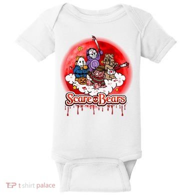 Scary Care Funny Halloween Scare Bears Horror Faces Baby Bodysuit