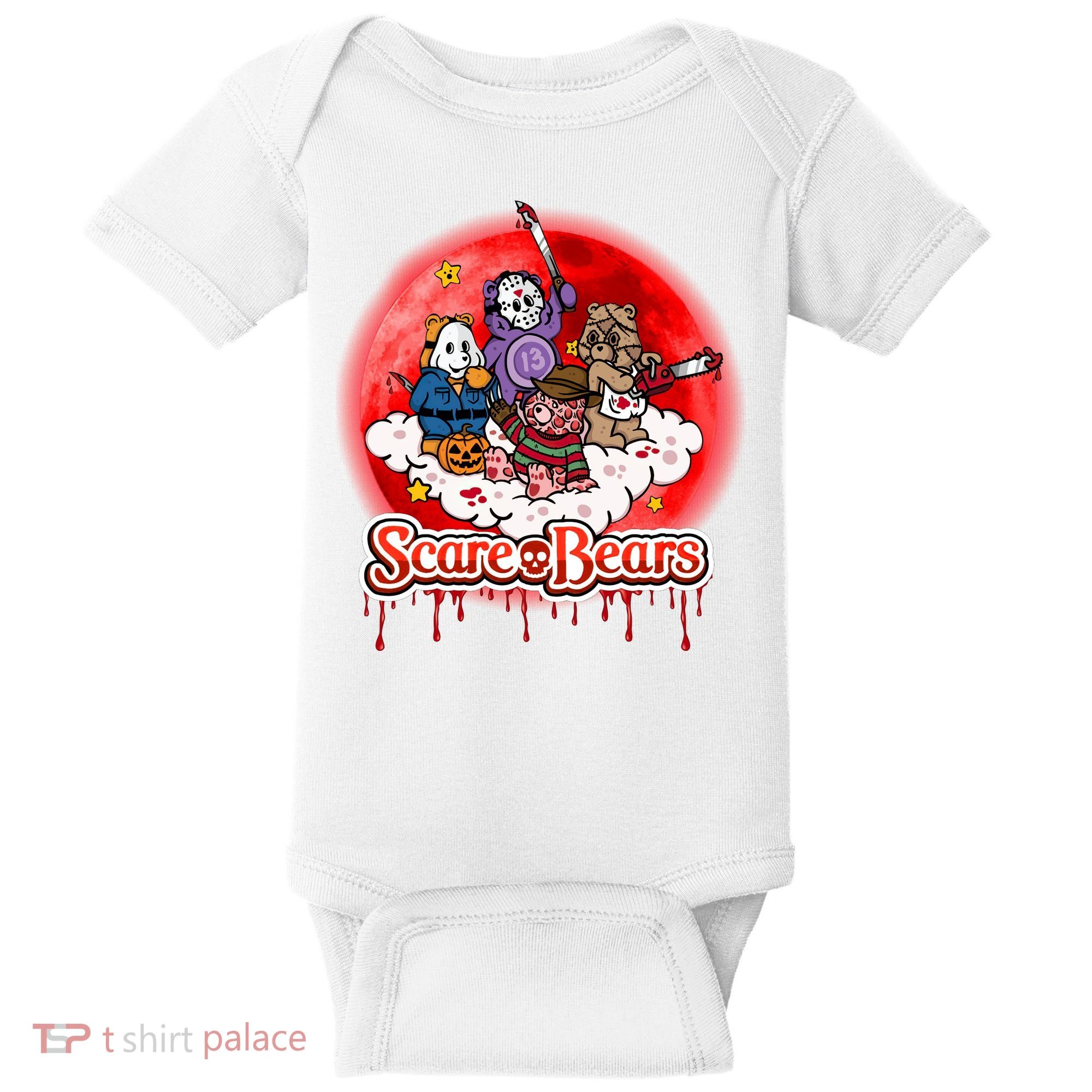 Scary Care Funny Halloween Scare Bears Horror Faces Baby Bodysuit