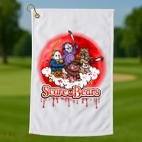Scary Care Funny Halloween Scare Bears Horror Faces Golf Towel thumb 1
