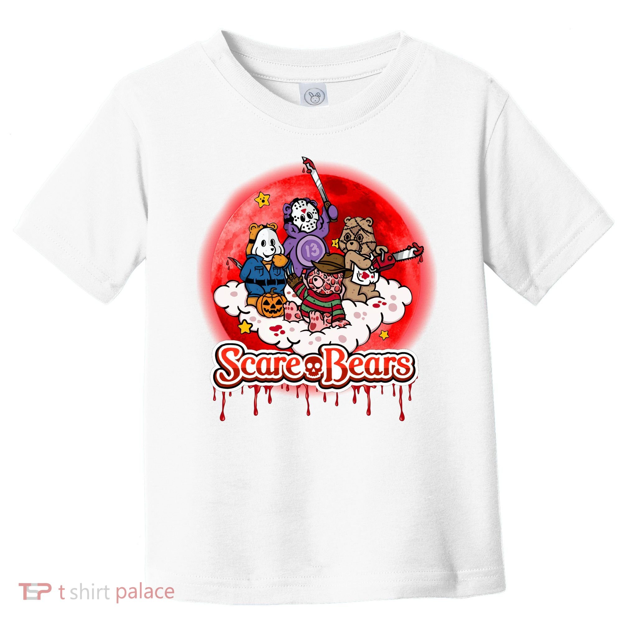 Scary Care Funny Halloween Scare Bears Horror Faces Toddler T-Shirt