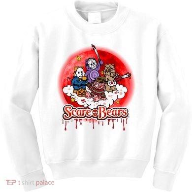 Scary Care Funny Halloween Scare Bears Horror Faces Kids Sweatshirt