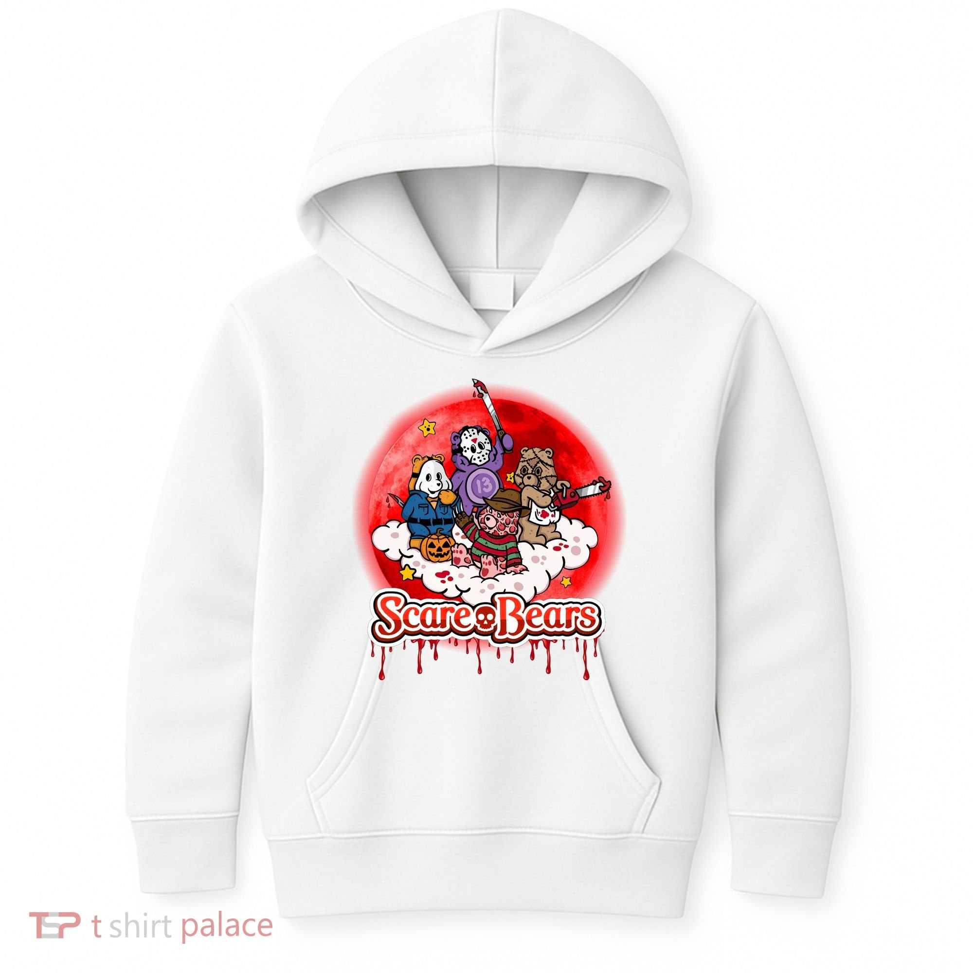 Scary Care Funny Halloween Scare Bears Horror Faces Kids Hoodie
