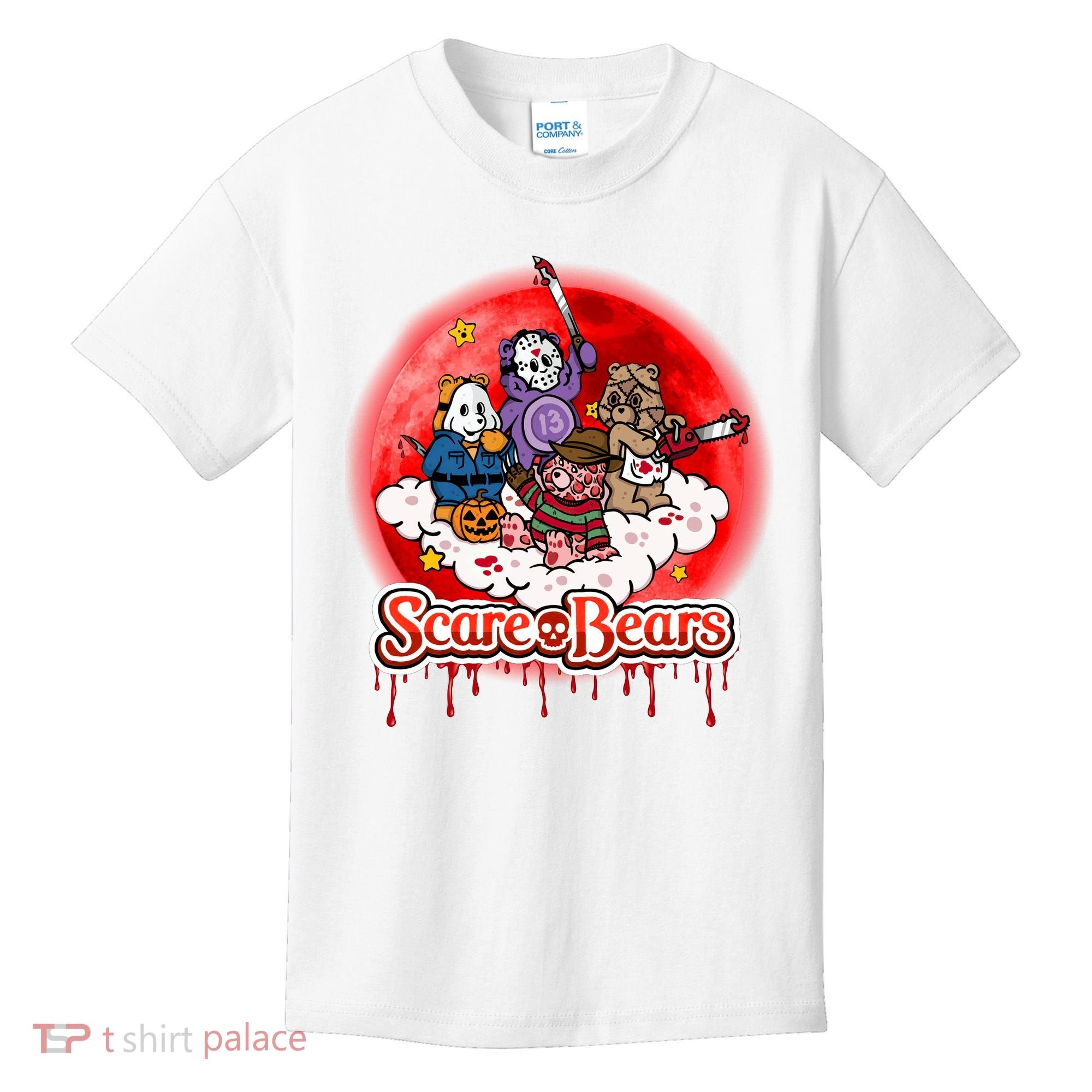 Scary Care Funny Halloween Scare Bears Horror Faces Kids T-Shirt