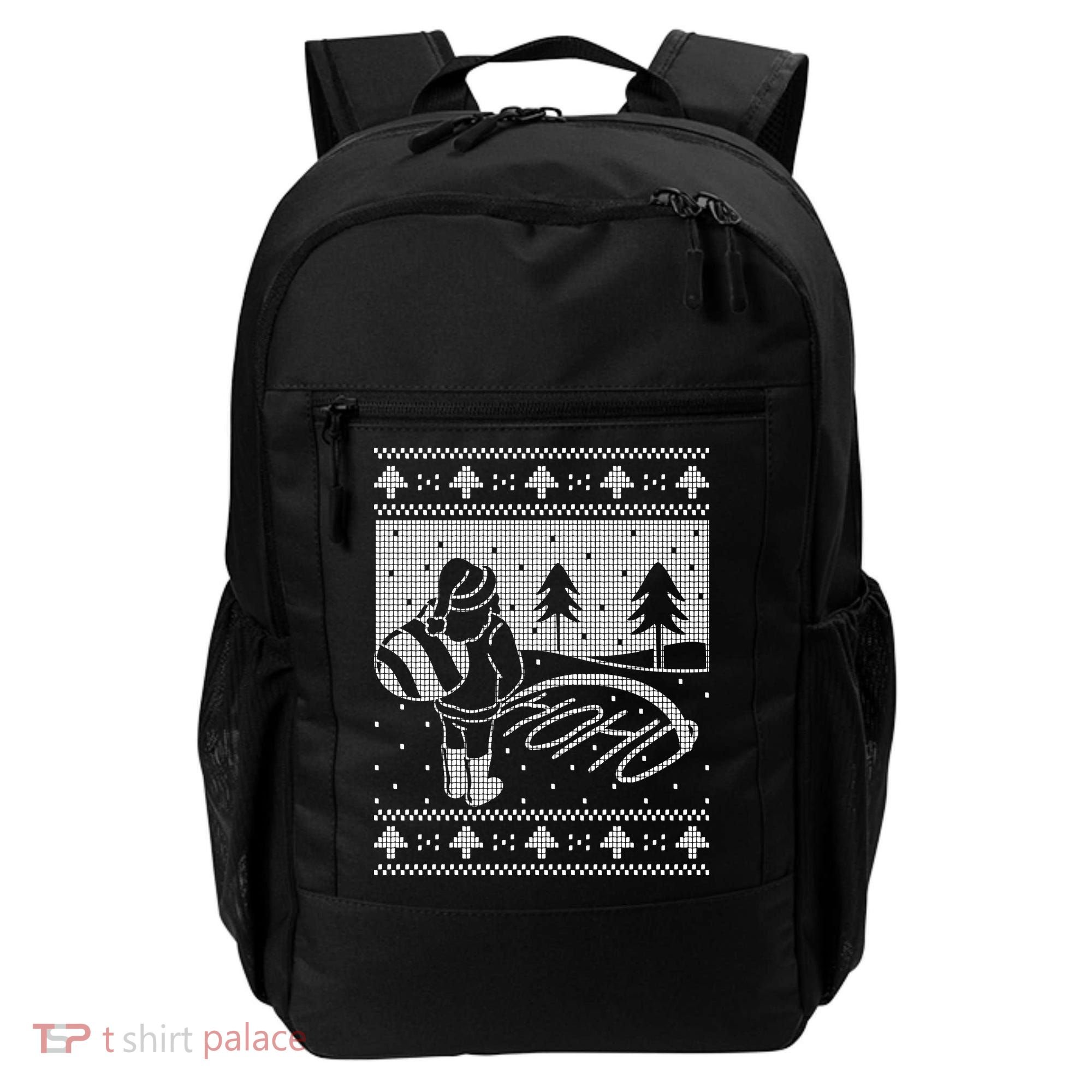 Santa Claus Funny Taking A Leak Ho Ho Ho Tree Snow Ugly Christmas Backpack