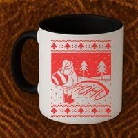 Santa Claus Funny Taking A Leak Ho Ho Ho Tree Snow Ugly Christmas Coffee Mug thumb 2