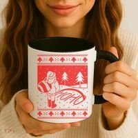 Santa Claus Funny Taking A Leak Ho Ho Ho Tree Snow Ugly Christmas Coffee Mug thumb 3