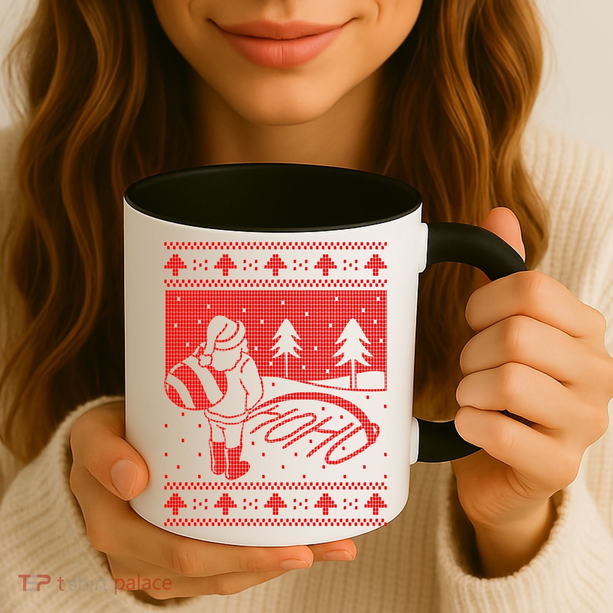 Santa Claus Funny Taking A Leak Ho Ho Ho Tree Snow Ugly Christmas Coffee Mug