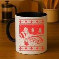 Santa Claus Funny Taking A Leak Ho Ho Ho Tree Snow Ugly Christmas Coffee Mug thumb 4