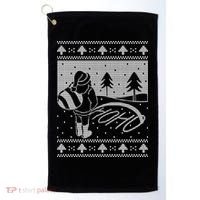 Santa Claus Funny Taking A Leak Ho Ho Ho Tree Snow Ugly Christmas Golf Towel thumb 0