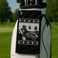 Santa Claus Funny Taking A Leak Ho Ho Ho Tree Snow Ugly Christmas Golf Towel thumb 2