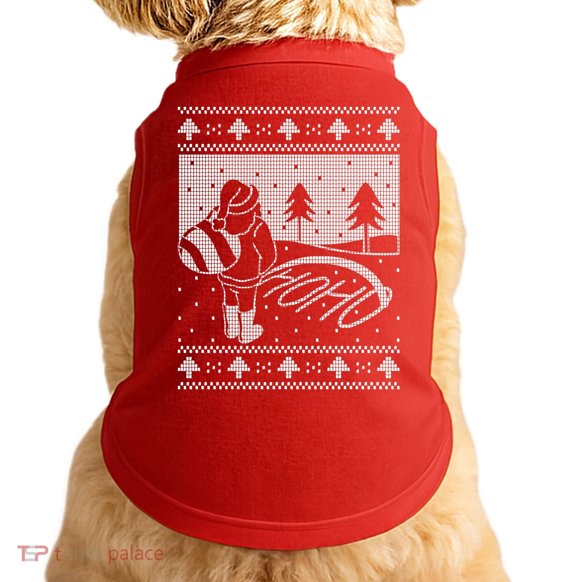 Santa Claus Funny Taking A Leak Ho Ho Ho Tree Snow Ugly Christmas Doggie Tank