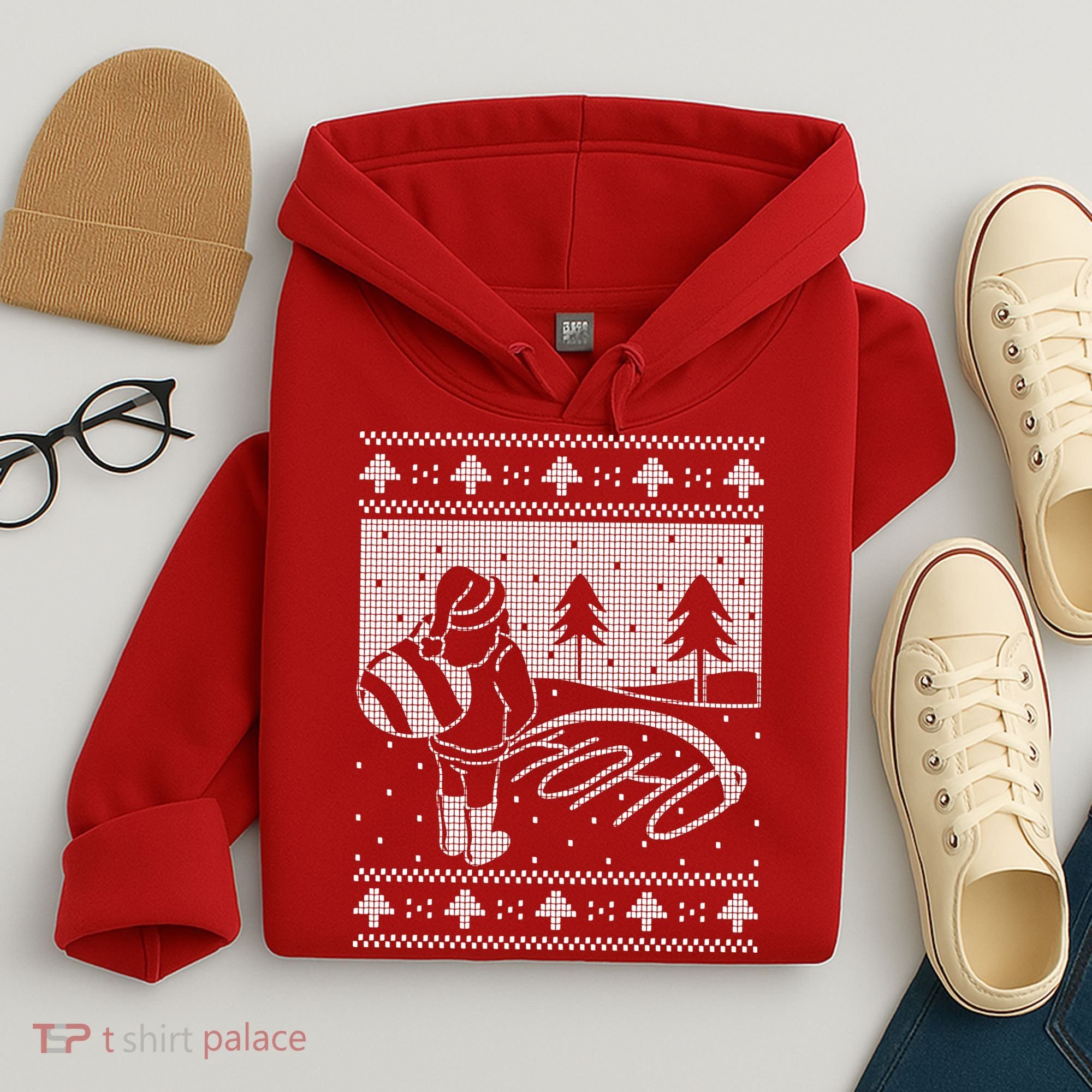 Santa Claus Funny Taking A Leak Ho Ho Ho Tree Snow Ugly Christmas Hoodie