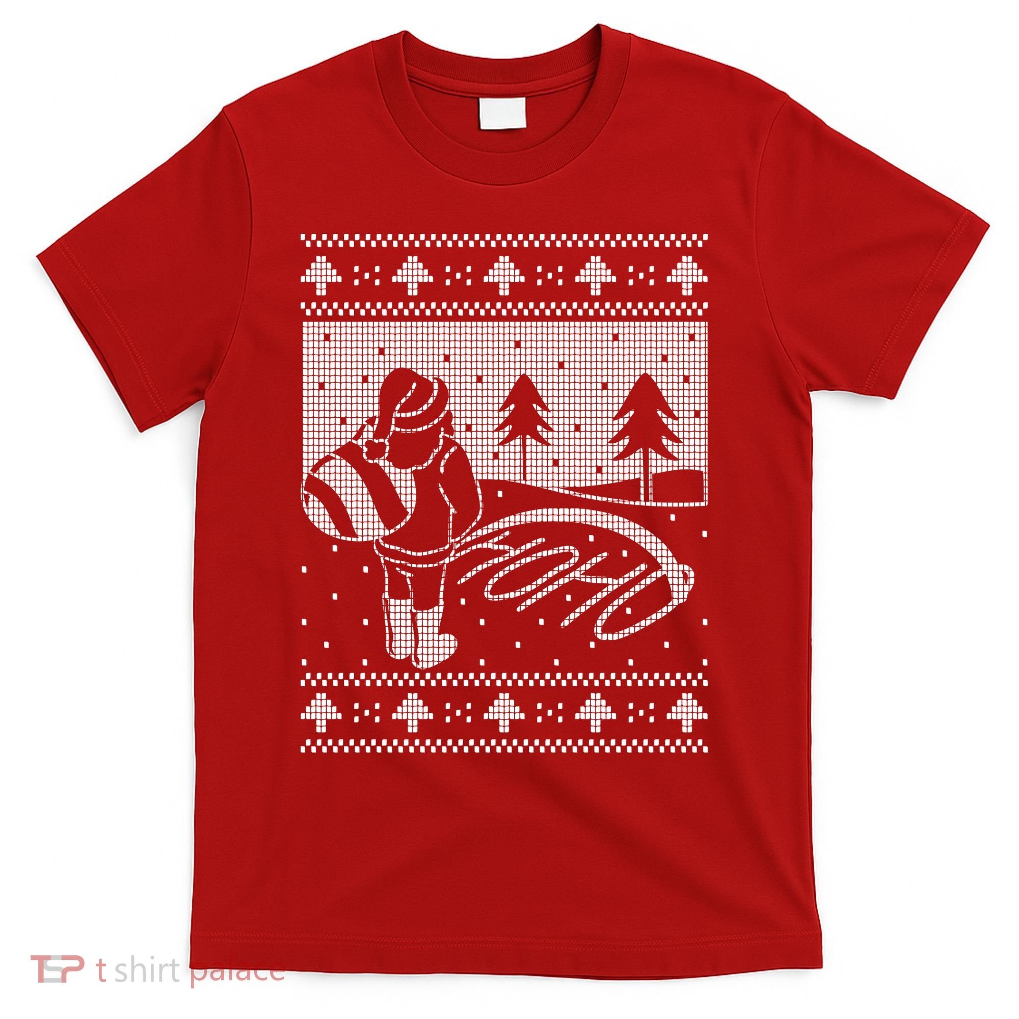 Santa Claus Funny Taking A Leak Ho Ho Ho Tree Snow Ugly Christmas T-Shirt