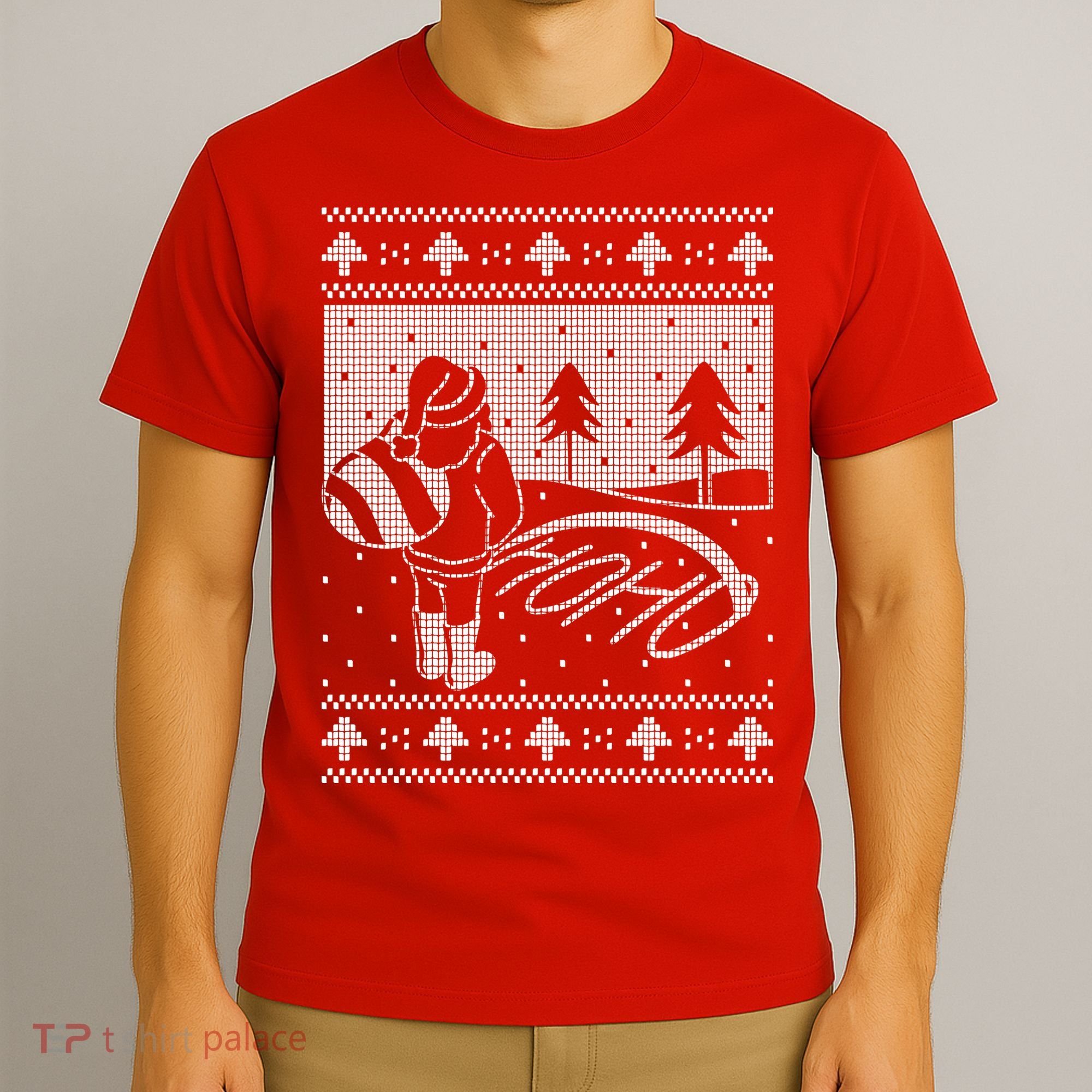 Santa Claus Funny Taking A Leak Ho Ho Ho Tree Snow Ugly Christmas T-Shirt