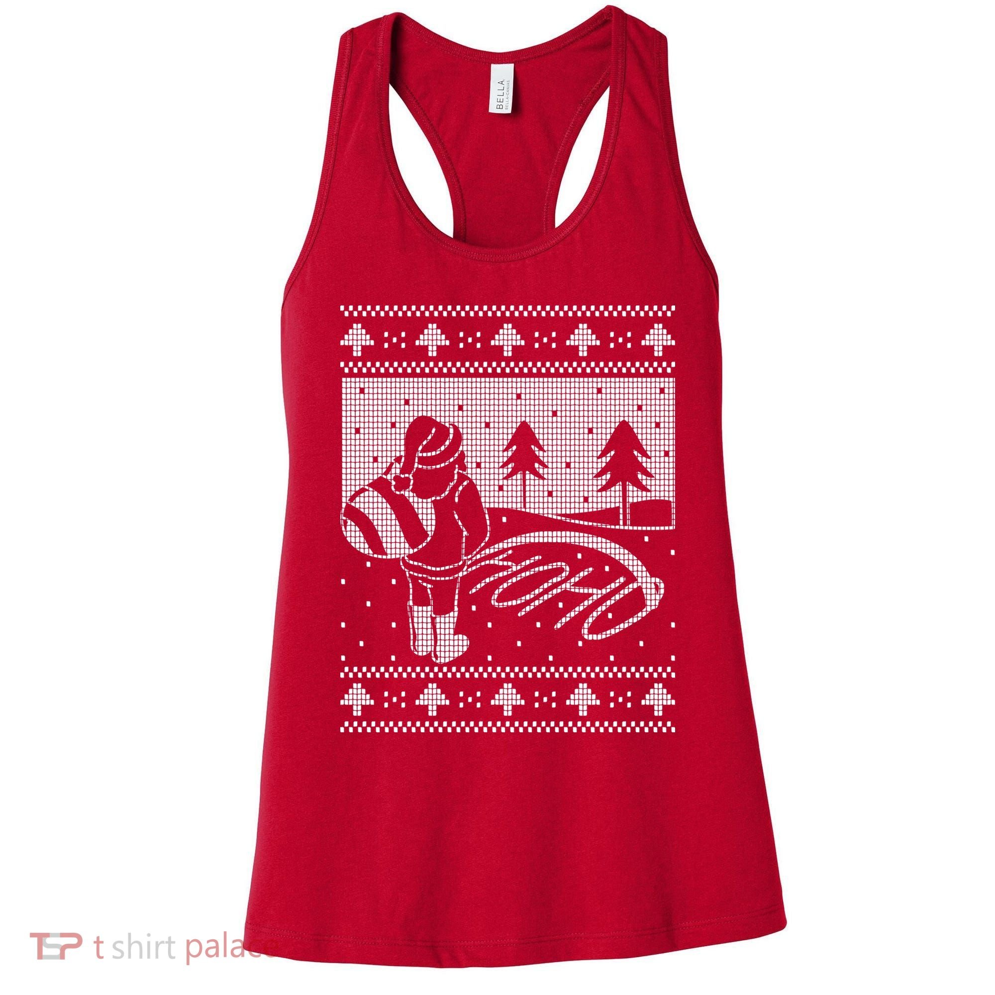 Santa Claus Funny Taking A Leak Ho Ho Ho Tree Snow Ugly Christmas Women's Tank Top