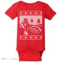 Santa Claus Funny Taking A Leak Ho Ho Ho Tree Snow Ugly Christmas Baby Bodysuit thumb 0