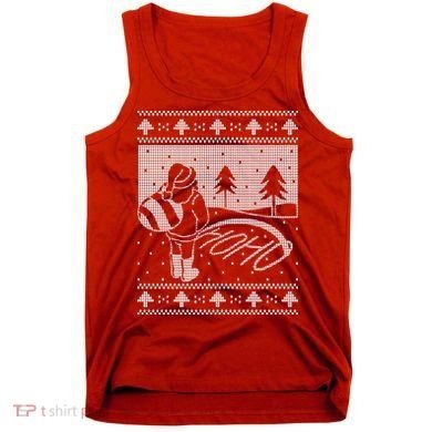 Santa Claus Funny Taking A Leak Ho Ho Ho Tree Snow Ugly Christmas Tank Top