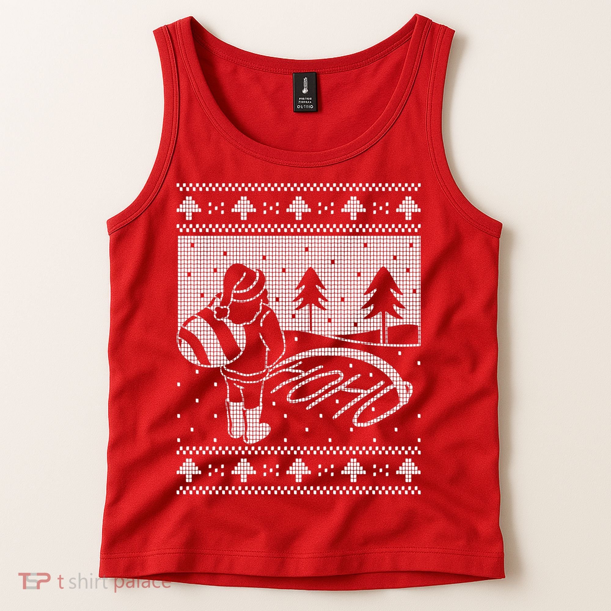 Santa Claus Funny Taking A Leak Ho Ho Ho Tree Snow Ugly Christmas Tank Top