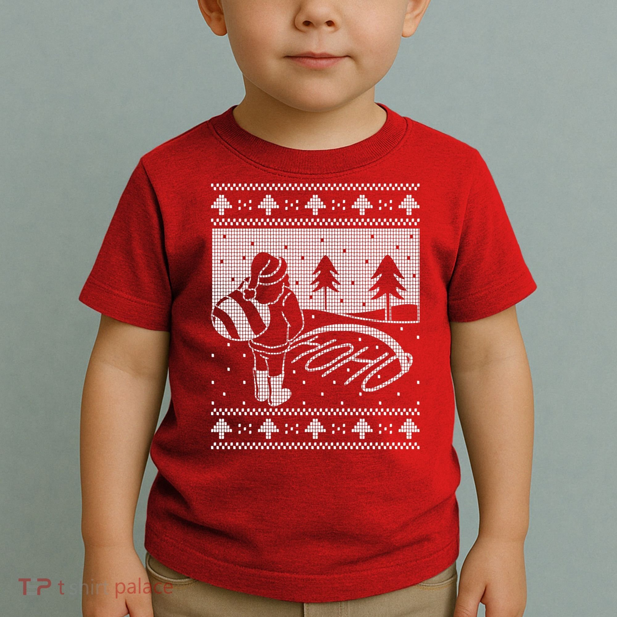 Santa Claus Funny Taking A Leak Ho Ho Ho Tree Snow Ugly Christmas Toddler T-Shirt