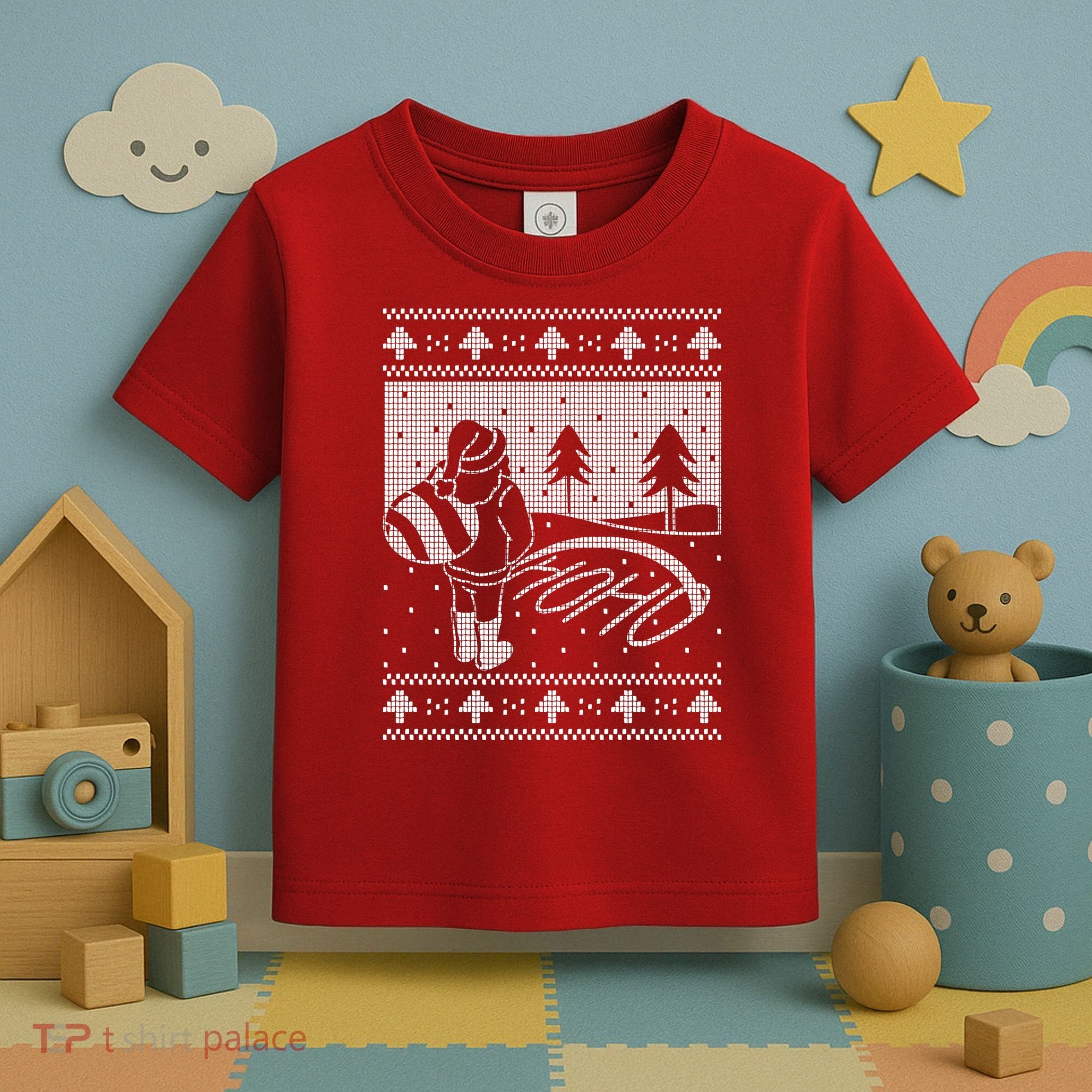 Santa Claus Funny Taking A Leak Ho Ho Ho Tree Snow Ugly Christmas Toddler T-Shirt