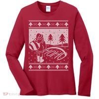 Santa Claus Funny Taking A Leak Ho Ho Ho Tree Snow Ugly Christmas Women's Long Sleeve Shirt thumb 0