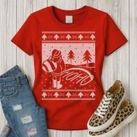 Santa Claus Funny Taking A Leak Ho Ho Ho Tree Snow Ugly Christmas Women's T-Shirt thumb 3