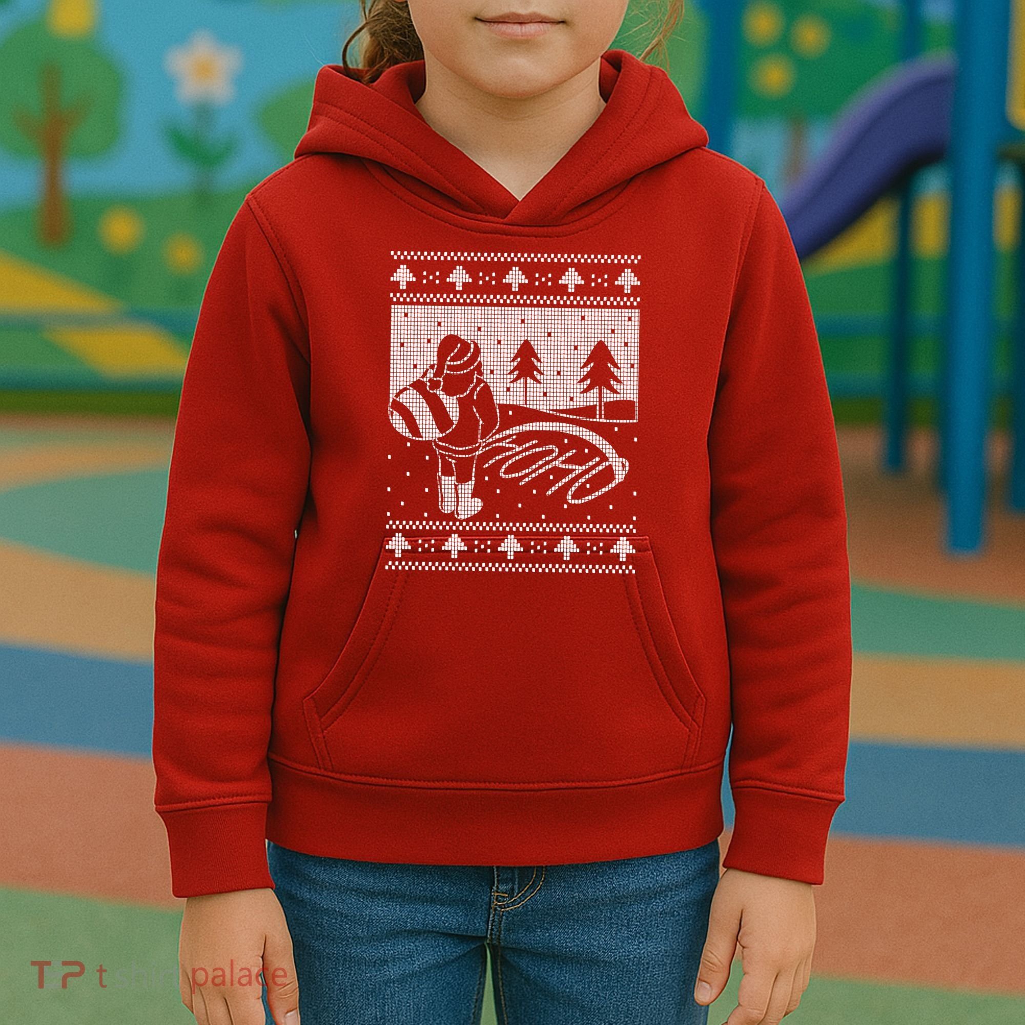 Santa Claus Funny Taking A Leak Ho Ho Ho Tree Snow Ugly Christmas Kids Hoodie