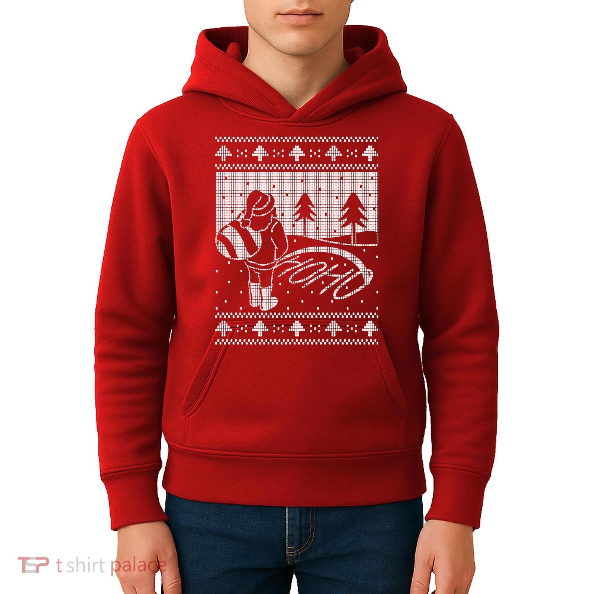 Santa Claus Funny Taking A Leak Ho Ho Ho Tree Snow Ugly Christmas Kids Hoodie