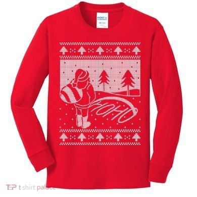 Santa Claus Funny Taking A Leak Ho Ho Ho Tree Snow Ugly Christmas Kids Long Sleeve Shirt