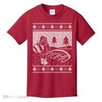 Santa Claus Funny Taking A Leak Ho Ho Ho Tree Snow Ugly Christmas Kids T-Shirt thumb 0