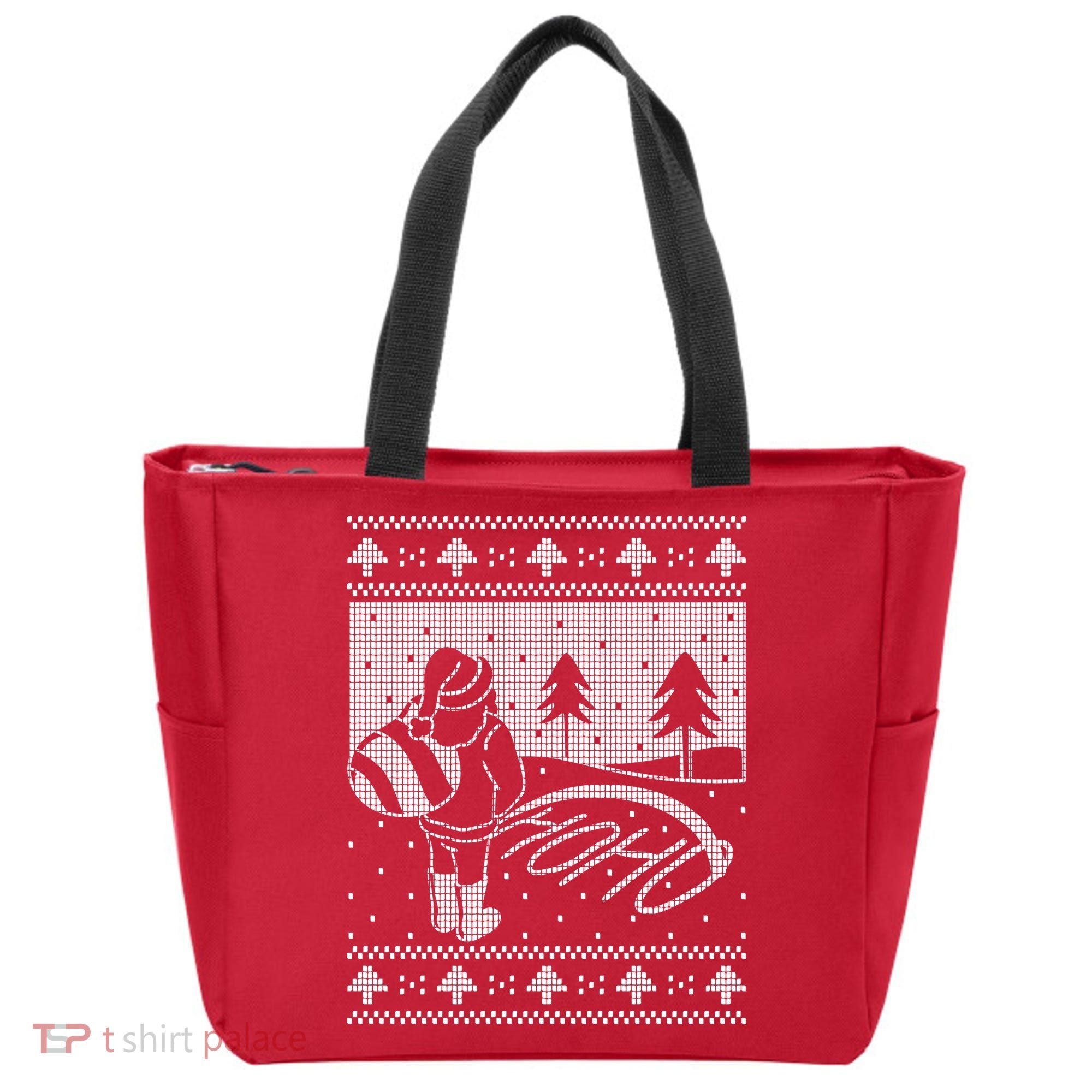 Santa Claus Funny Taking A Leak Ho Ho Ho Tree Snow Ugly Christmas Tote Bag
