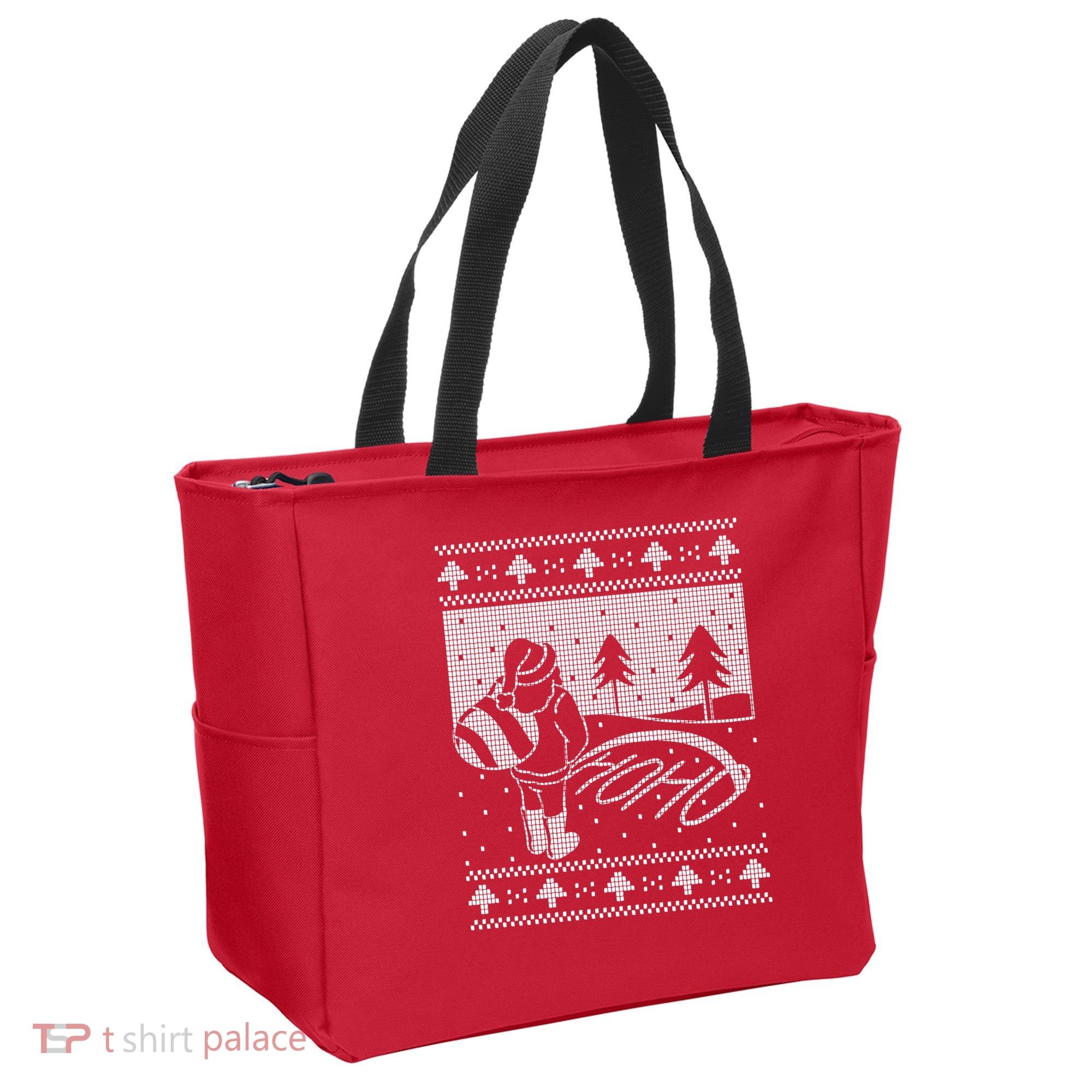 Santa Claus Funny Taking A Leak Ho Ho Ho Tree Snow Ugly Christmas Tote Bag