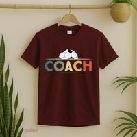 Soccer Coach Funny Retro Vintage Soccer Ball Coaching T-Shirt thumb 2