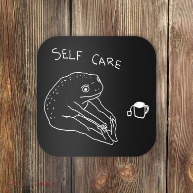Self Care | Frog Drinking Tea | Yoga Coaster